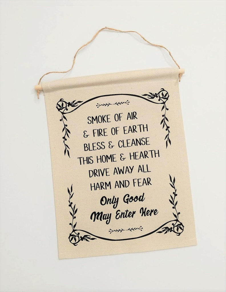 Home Blessing Only Good May Enter Here Cotton Canvas Wall Banner 