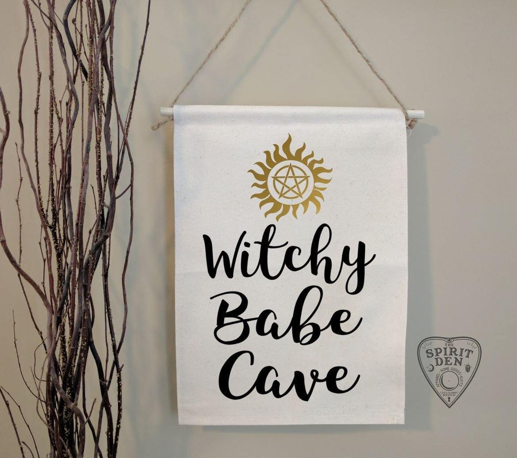 Witchy Babe Cave Cotton Canvas Wall Banner 