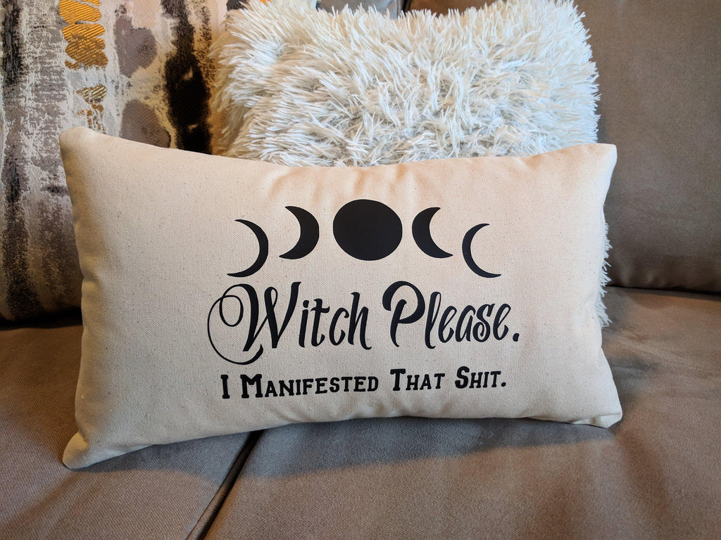 Witch Please I Manifested That Sh#! Cotton Canvas Lumbar Pillow 