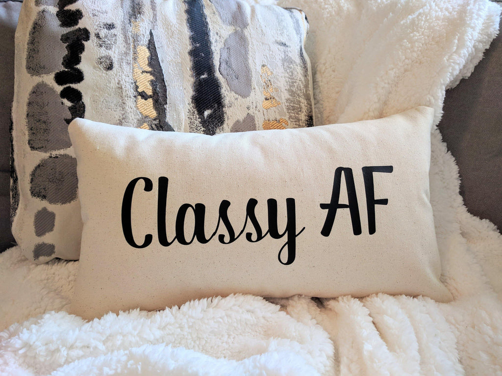 Classy AF Cotton Canvas Lumbar Pillow 