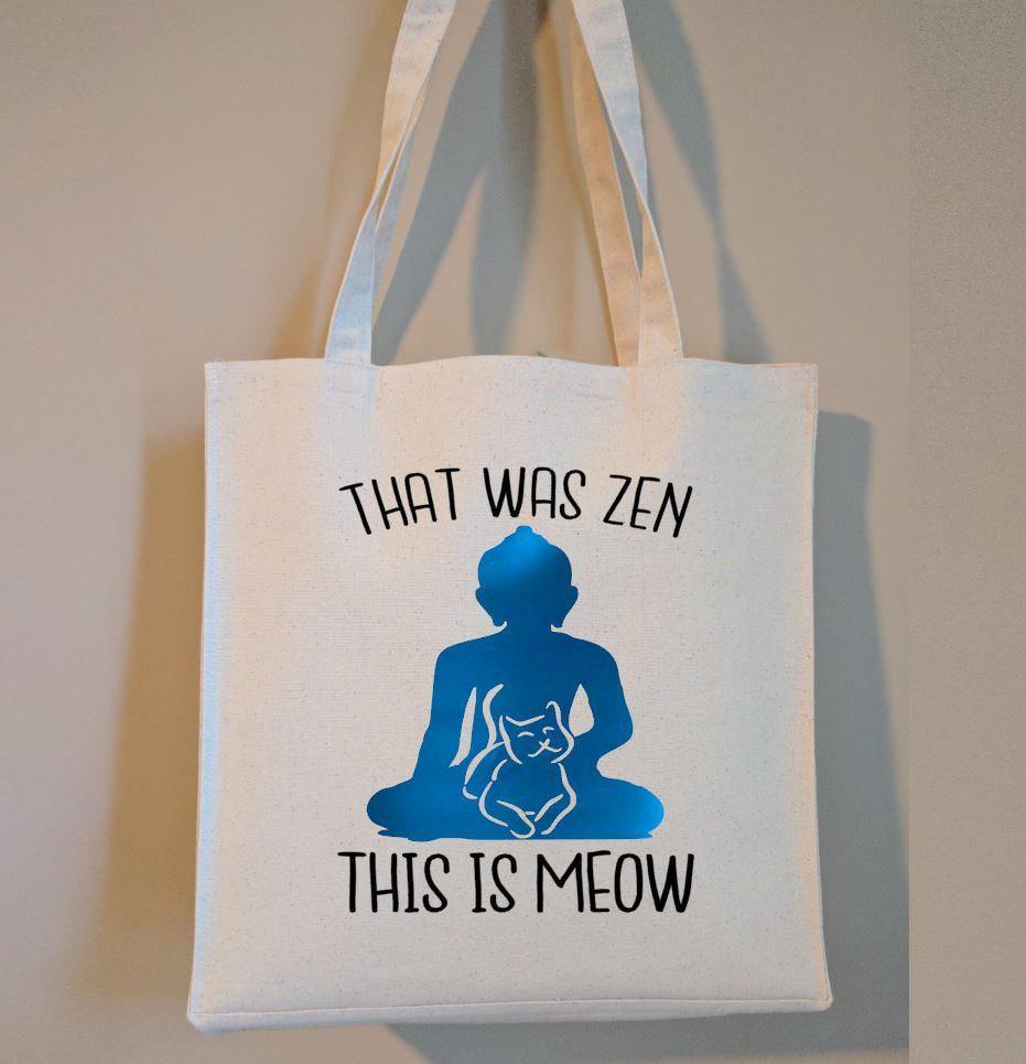 That Was Zen This Is Meow Cotton Canvas Market Tote Bag - The Spirit Den