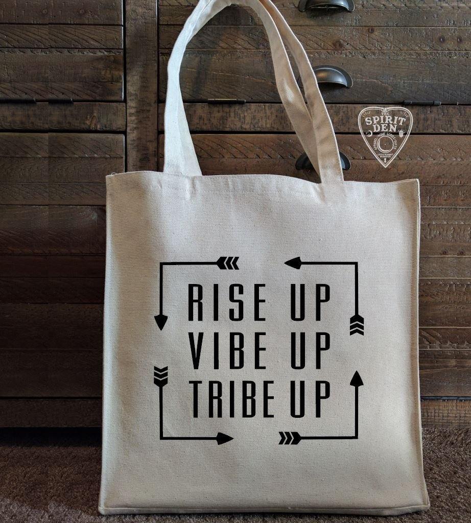 Rise Up Vibe Up Tribe Up Canvas Market Tote Bag - The Spirit Den