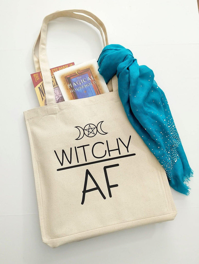 Witchy AF Cotton Canvas Market Tote Bag 
