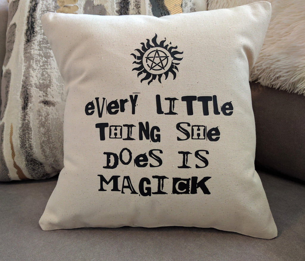 Every Little Thing She Does Is Magick Cotton Canvas Natural Pillow 