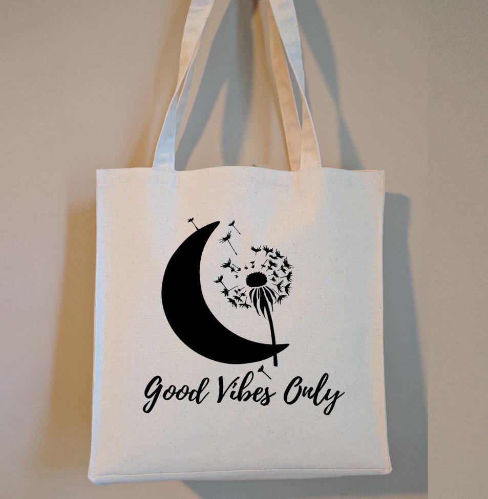 Good Vibes Only Cotton Canvas Market Tote Bag - The Spirit Den