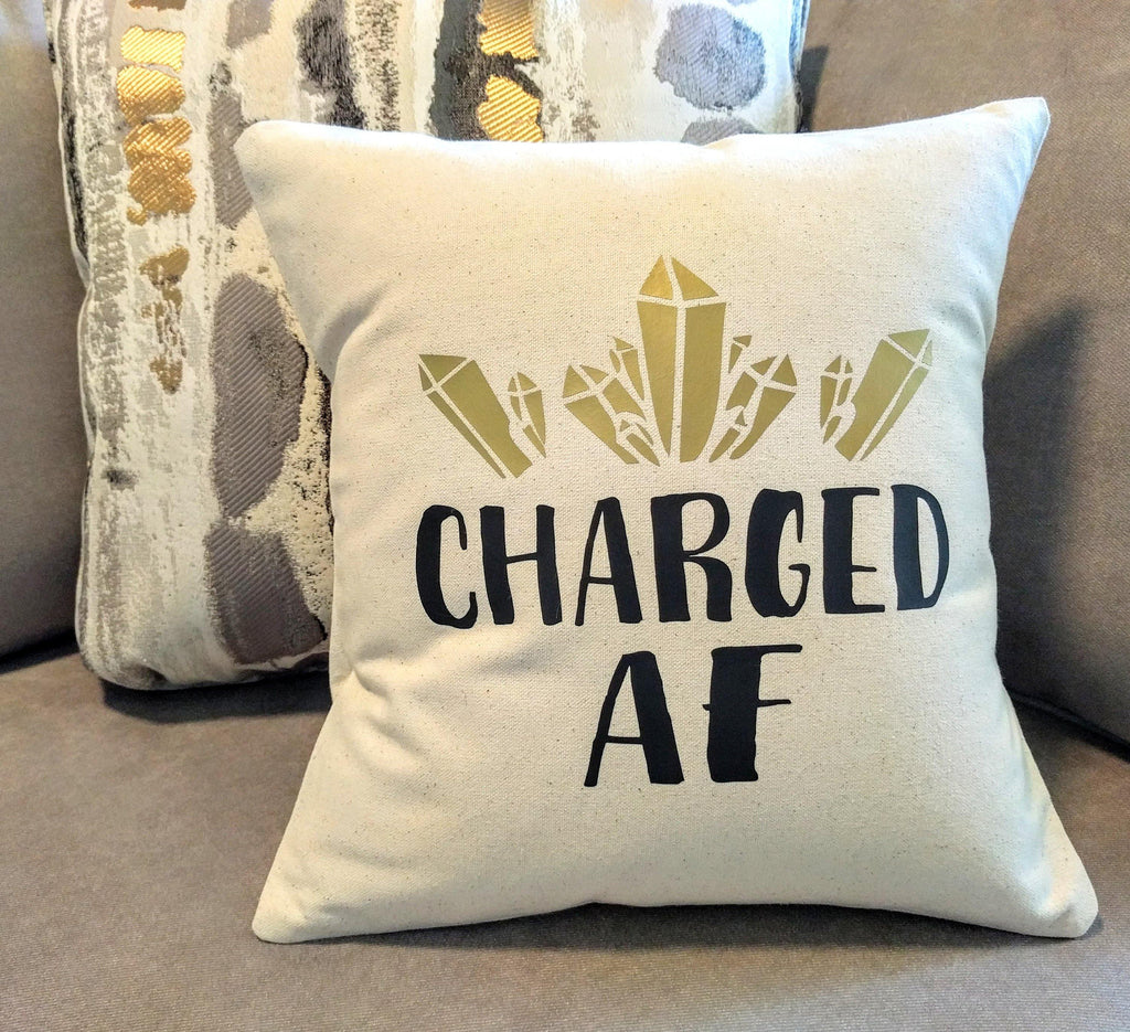 Charged AF Cotton Canvas Natural Pillow 