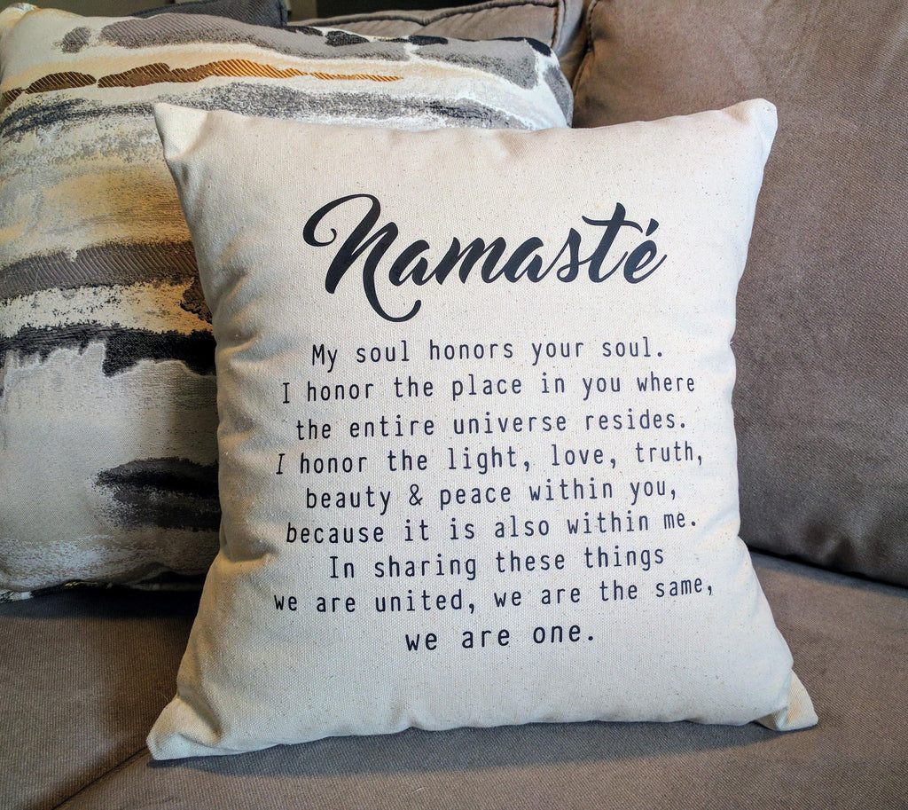 Namaste Definition Cotton Canvas Natural Pillow 