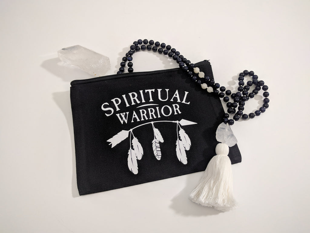 Spiritual Warrior Black Canvas Zipper Bag 