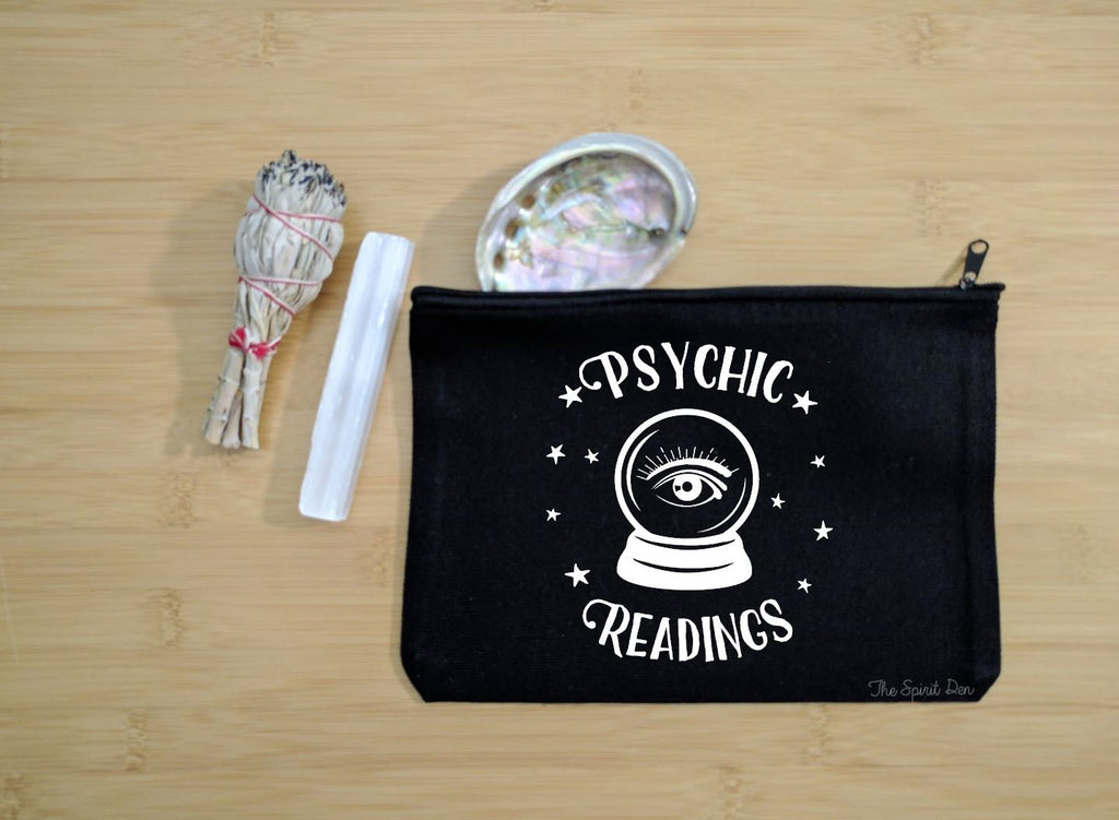 Psychic Readings Crystal Ball Black Canvas Zipper Bag 