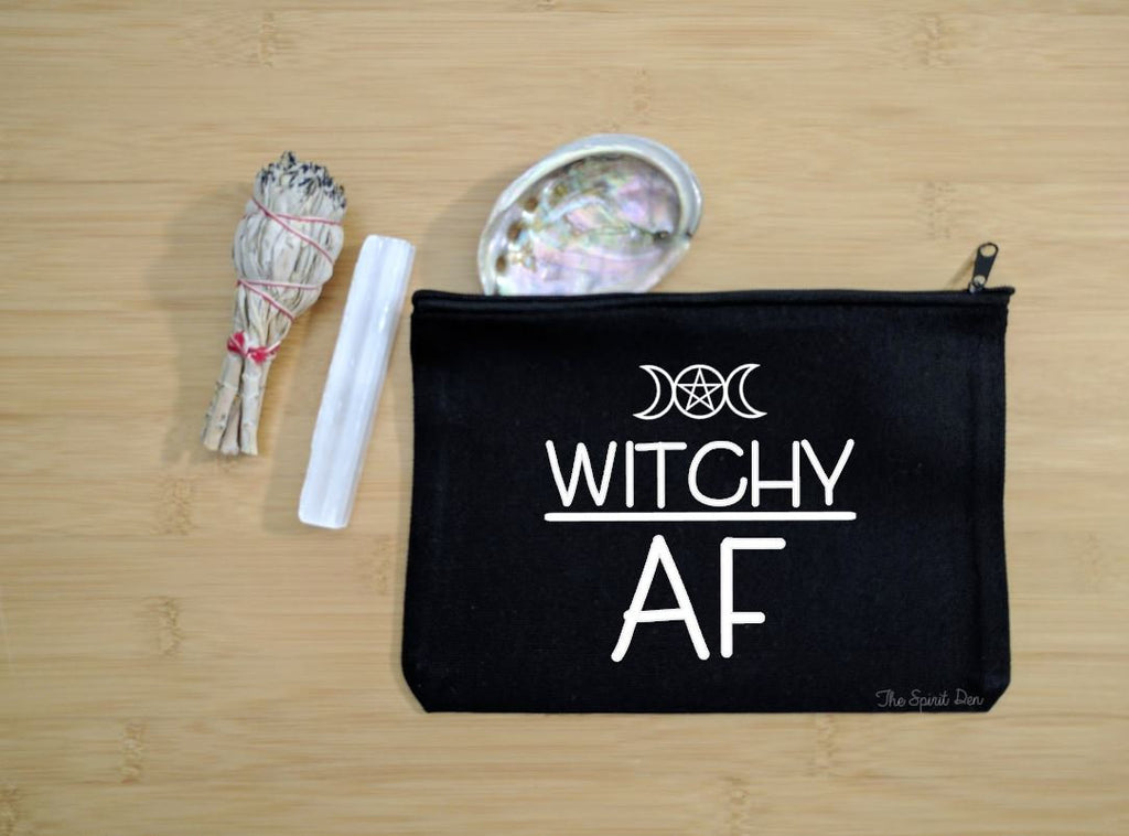 Witchy AF Black Canvas Zipper Bag 