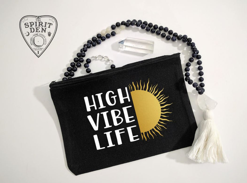 High Vibe Life Black Canvas Zipper Bag 
