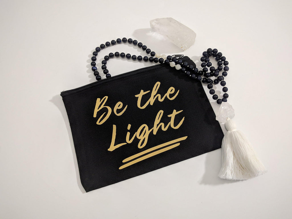 Be The Light Black Canvas Zipper Bag 
