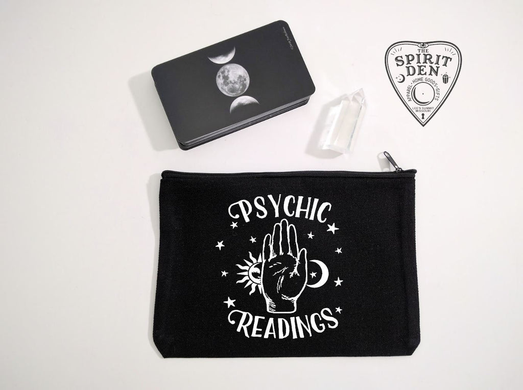 Psychic Readings Palmistry Black Canvas Zipper Bag 