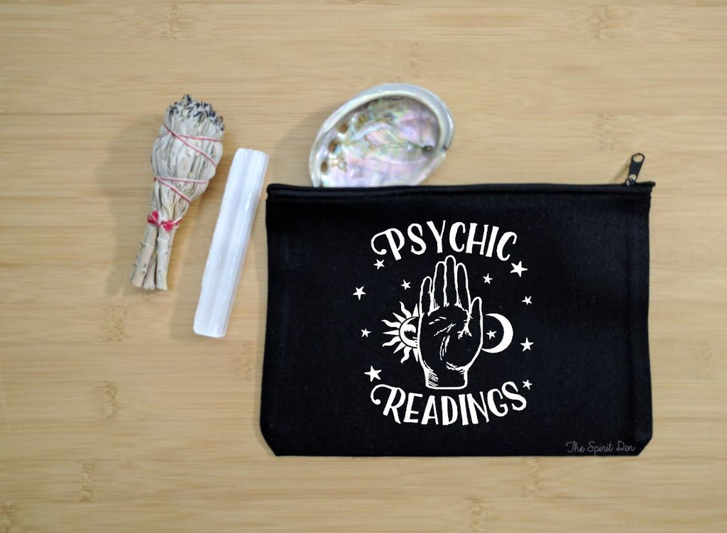 Psychic Readings Palmistry Black Canvas Zipper Bag 