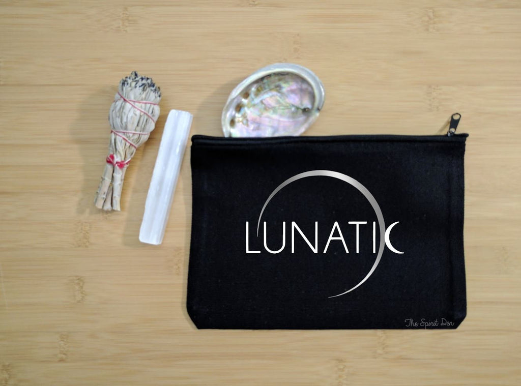 Lunatic Moon Black Canvas Zipper Bag 