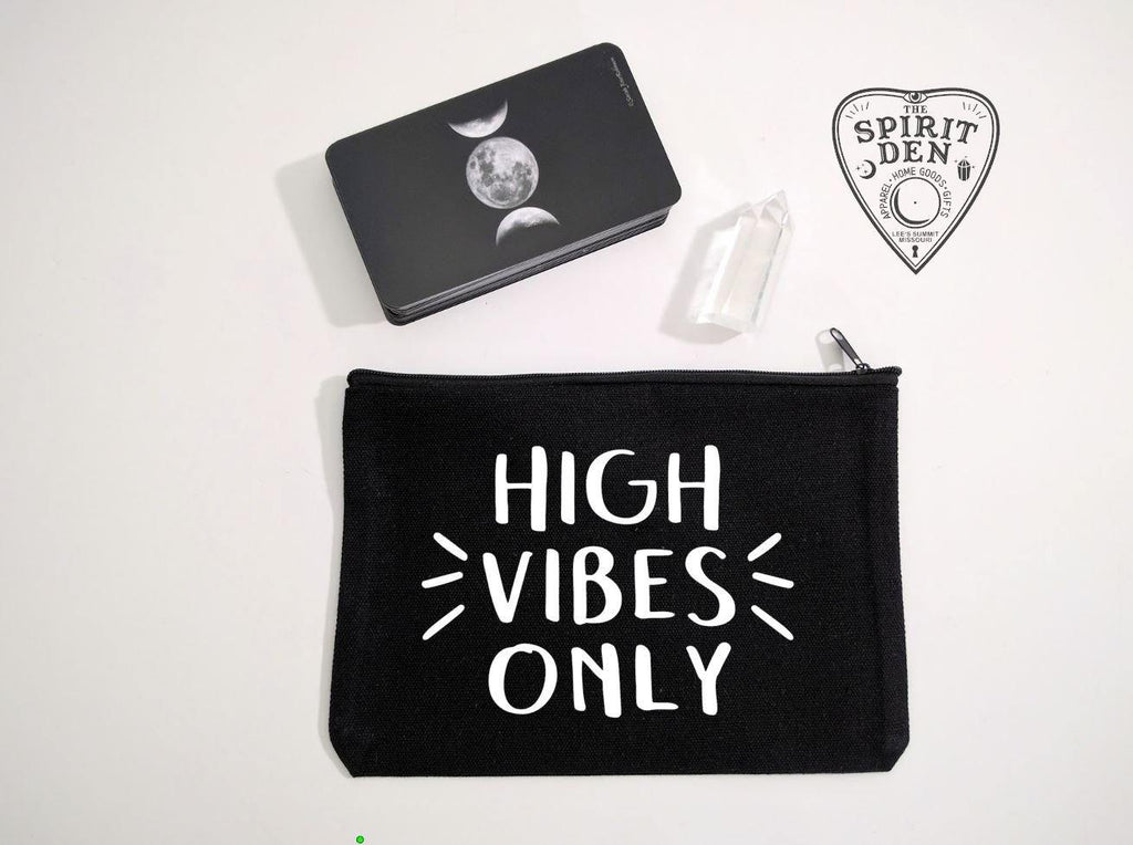 High Vibes Only Black Canvas Zipper Bag 