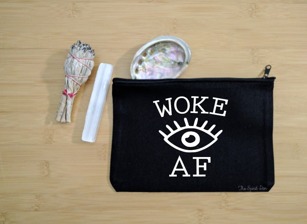 Woke AF Third Eye Black Canvas Zipper Bag 