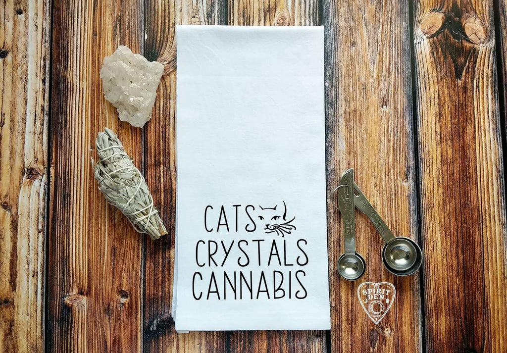 Cats Crystals Cannabis Flour Sack Towel 