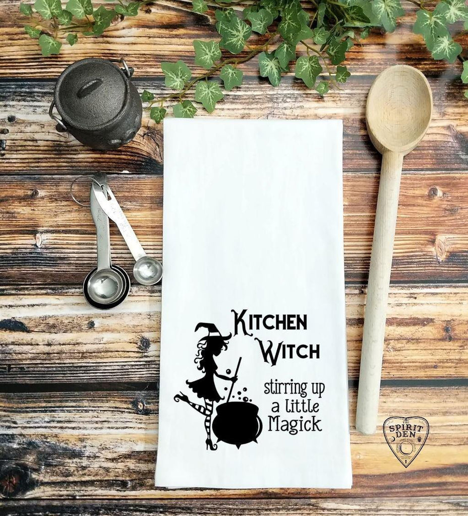 Kitchen Witch Stirring up a Little Magick Flour Sack Towel 