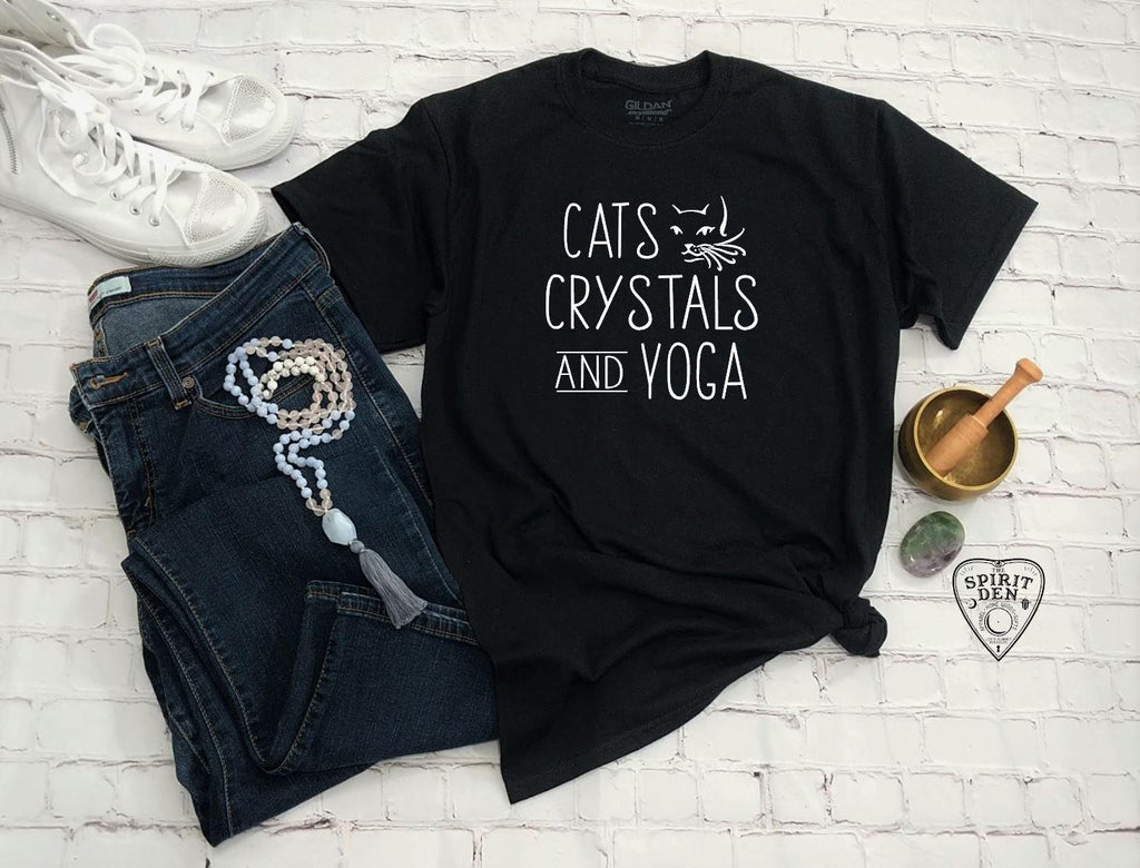 Cats Crystals and Yoga T-Shirt - The Spirit Den