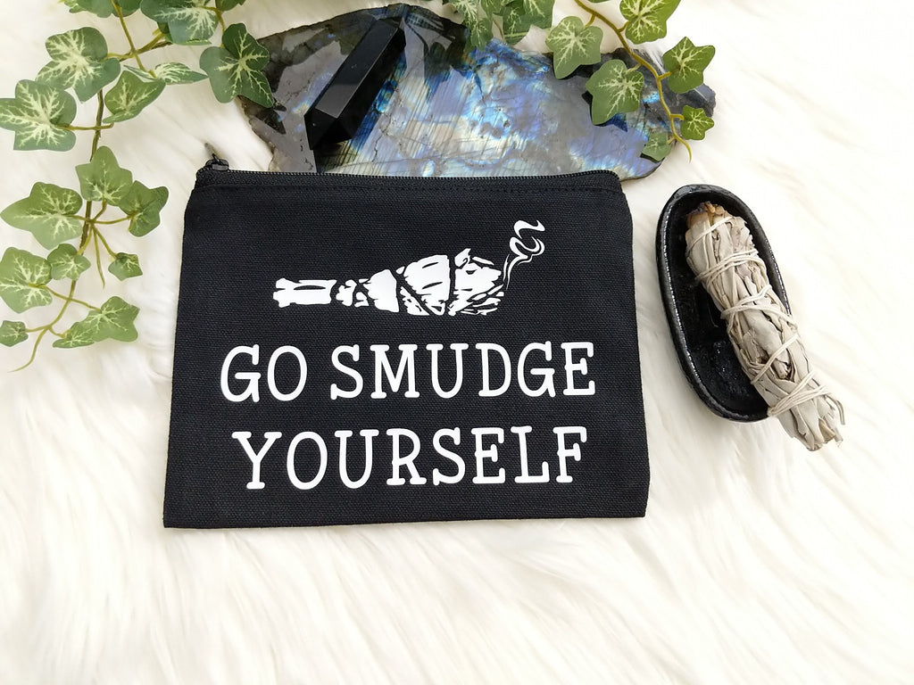 Go Smudge Yourself Sage Bundle Black Zipper Bag 