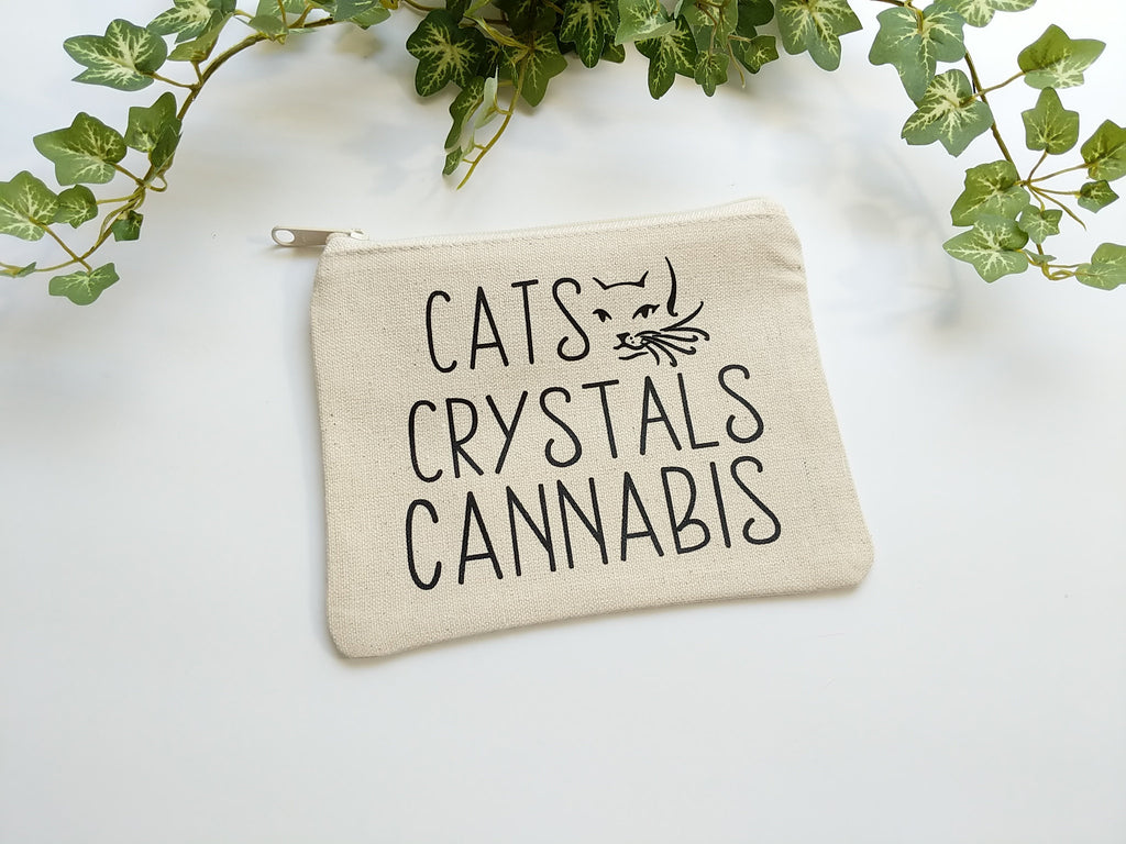 Cats Crystals Cannabis Canvas Zipper Bag 