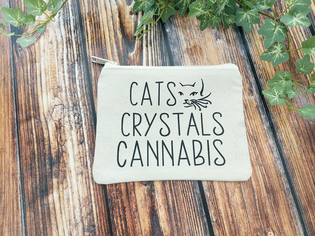 Cats Crystals Cannabis Canvas Zipper Bag 