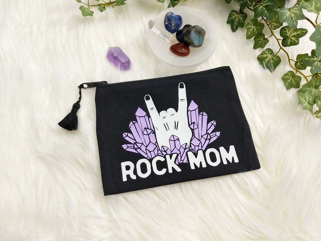 Rock Mom Black Zipper Bag 