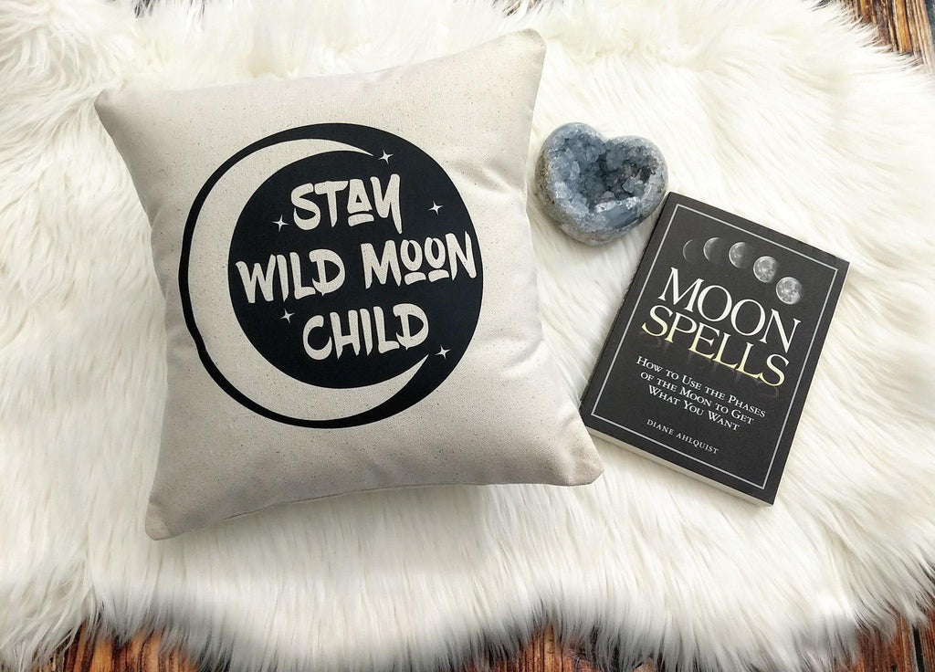 Stay Wild Moon Child Cotton Canvas Pillow 