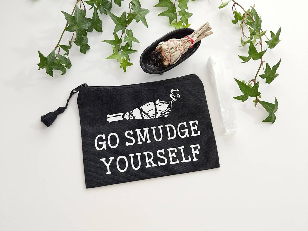 Go Smudge Yourself Sage Bundle Black Zipper Bag 
