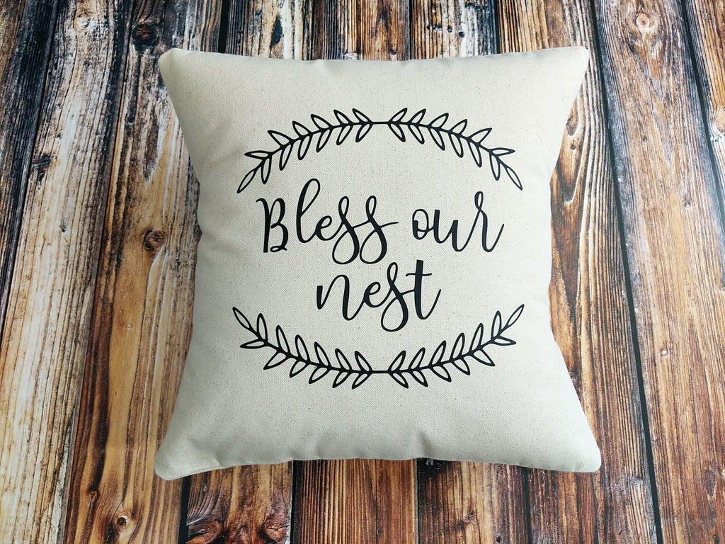 Bless our Nest Cotton Canvas Natural Pillow 