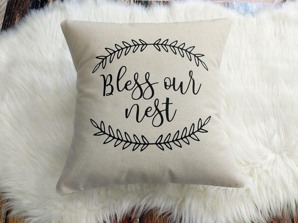 Bless our Nest Cotton Canvas Natural Pillow 