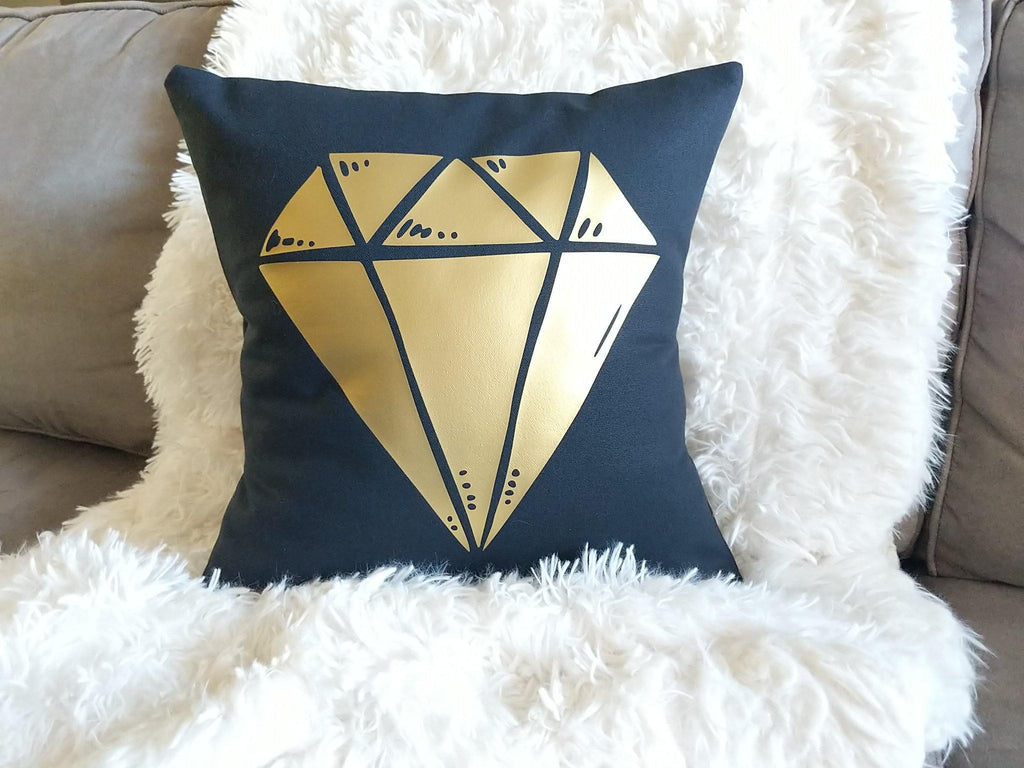 Gold Gem Black Pillow 
