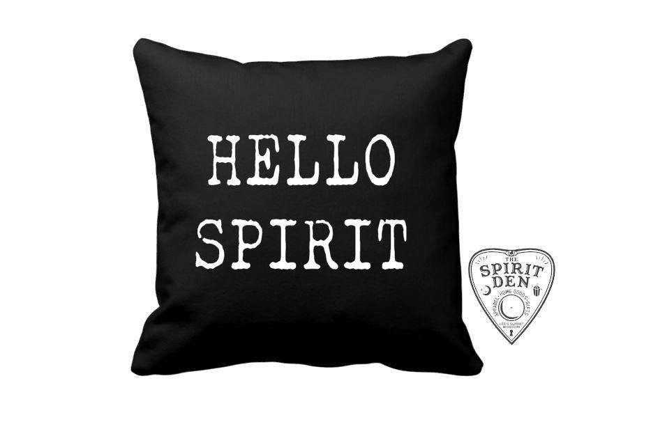 Hello Spirit Black Pillow 