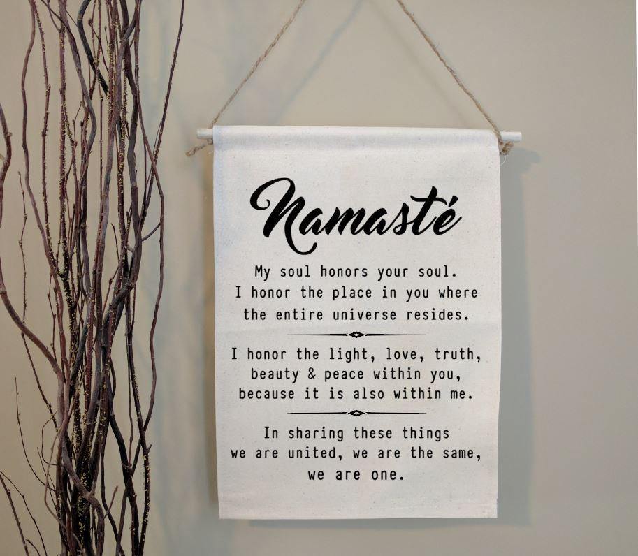 Namaste Definition Cotton Canvas Wall Banner 