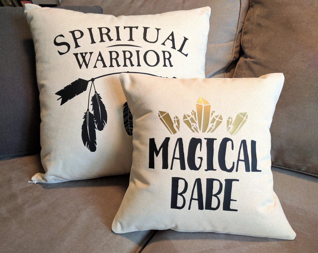 Magical Babe Cotton Canvas Natural Pillow 