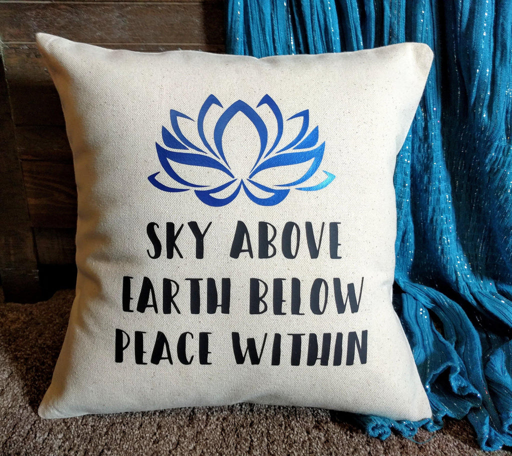 Sky Above Earth Below Peace Within Natural Cotton Pillow 