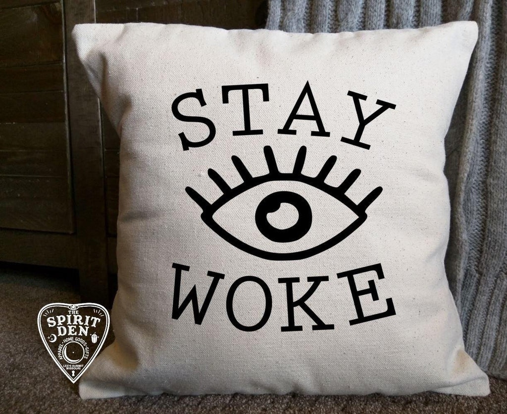 Stay Woke Third Eye Cotton Canvas Natural Pillow 