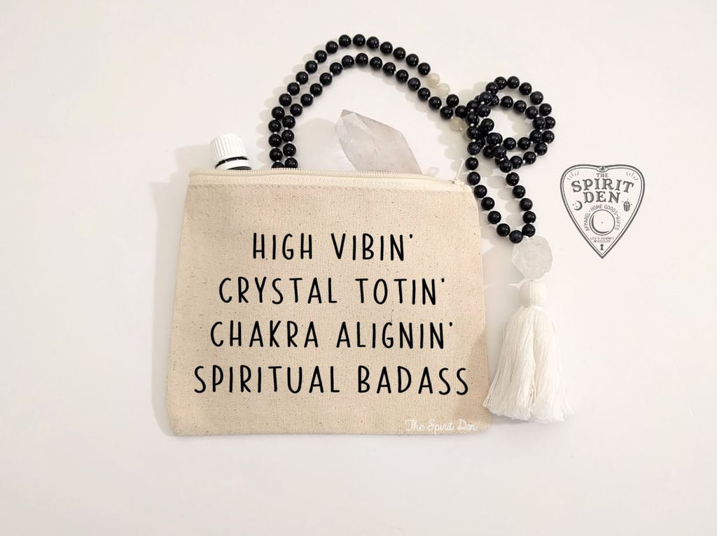 High Vibin Crystal Totin Chakra Alignin Spiritual Badass Canvas Zipper Bag 