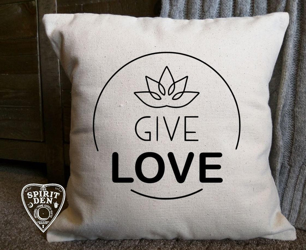 Give Love Cotton Canvas Natural Pillow 