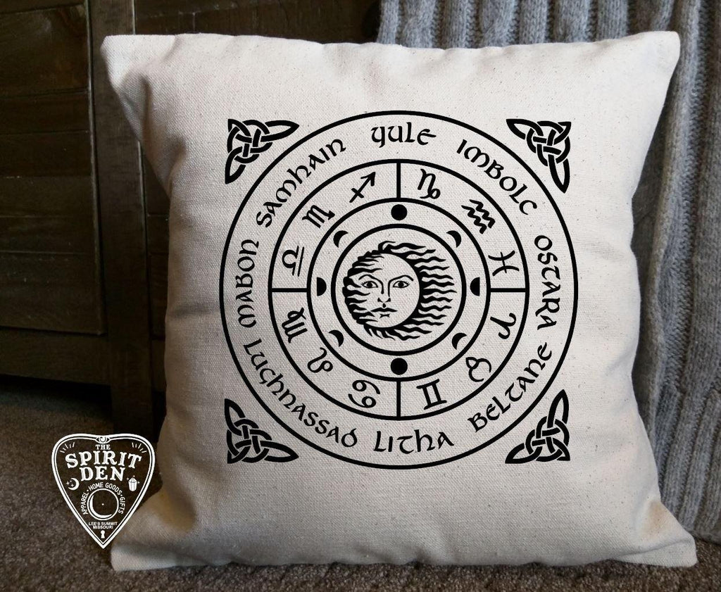 The Wheel of the Year Cotton Pillow 