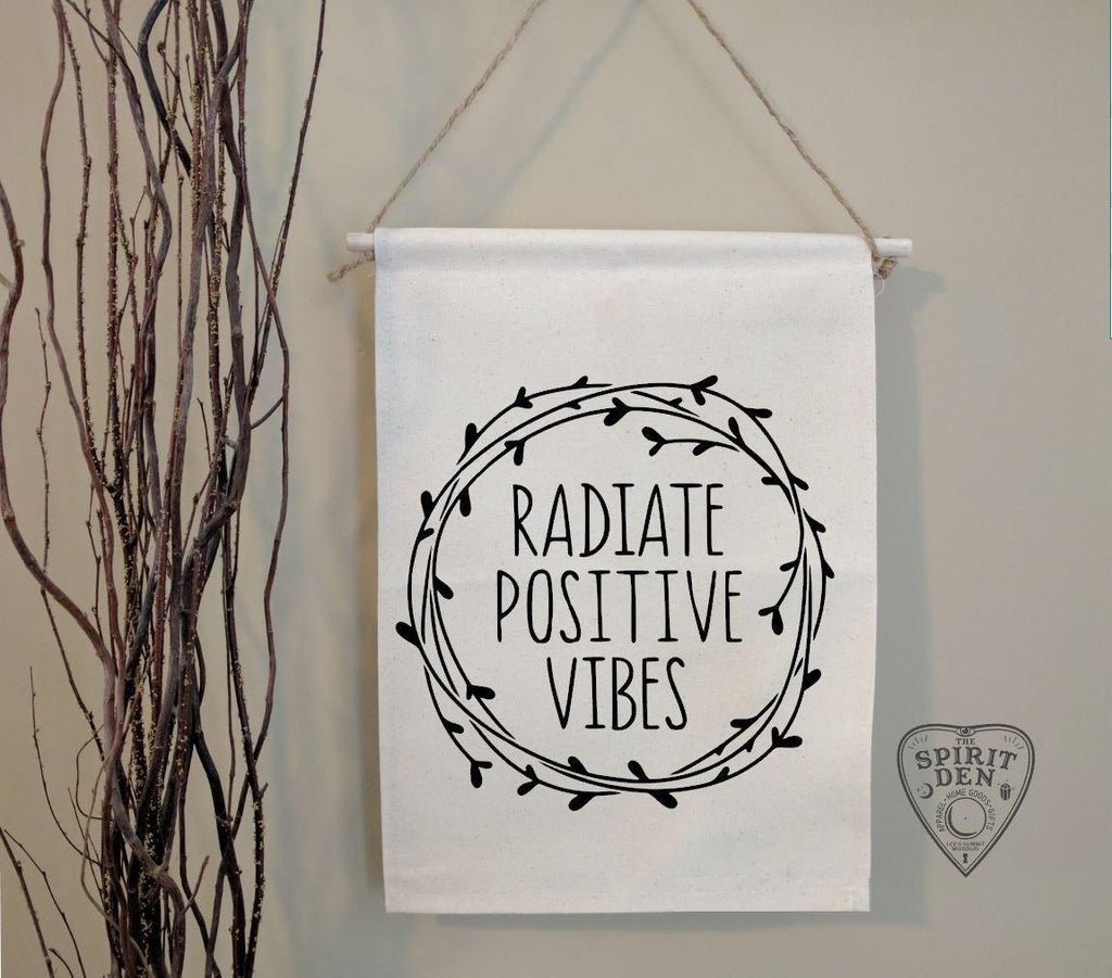 Radiate Positive Vibes Cotton Canvas Wall Banner 