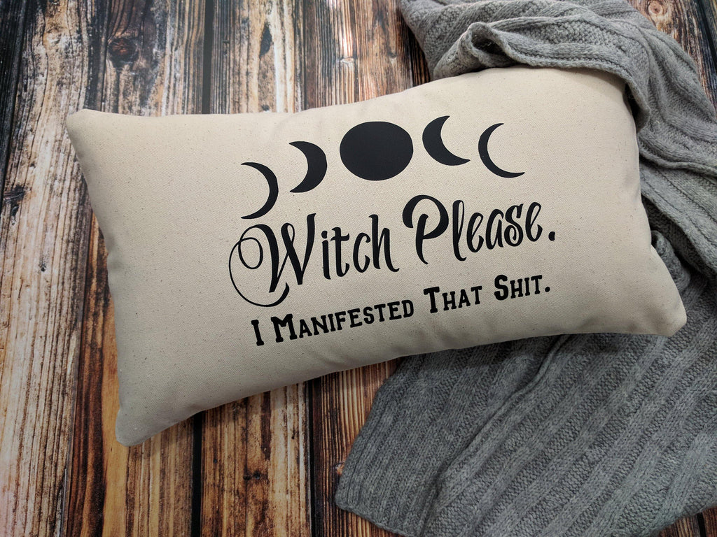 Witch Please I Manifested That Sh#! Cotton Canvas Lumbar Pillow 