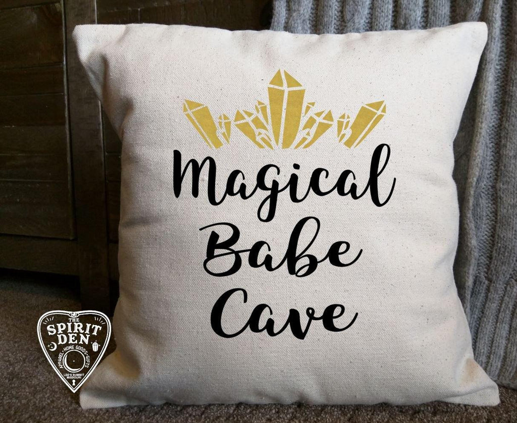 Magical Babe Cave Cotton Canvas Natural Pillow 