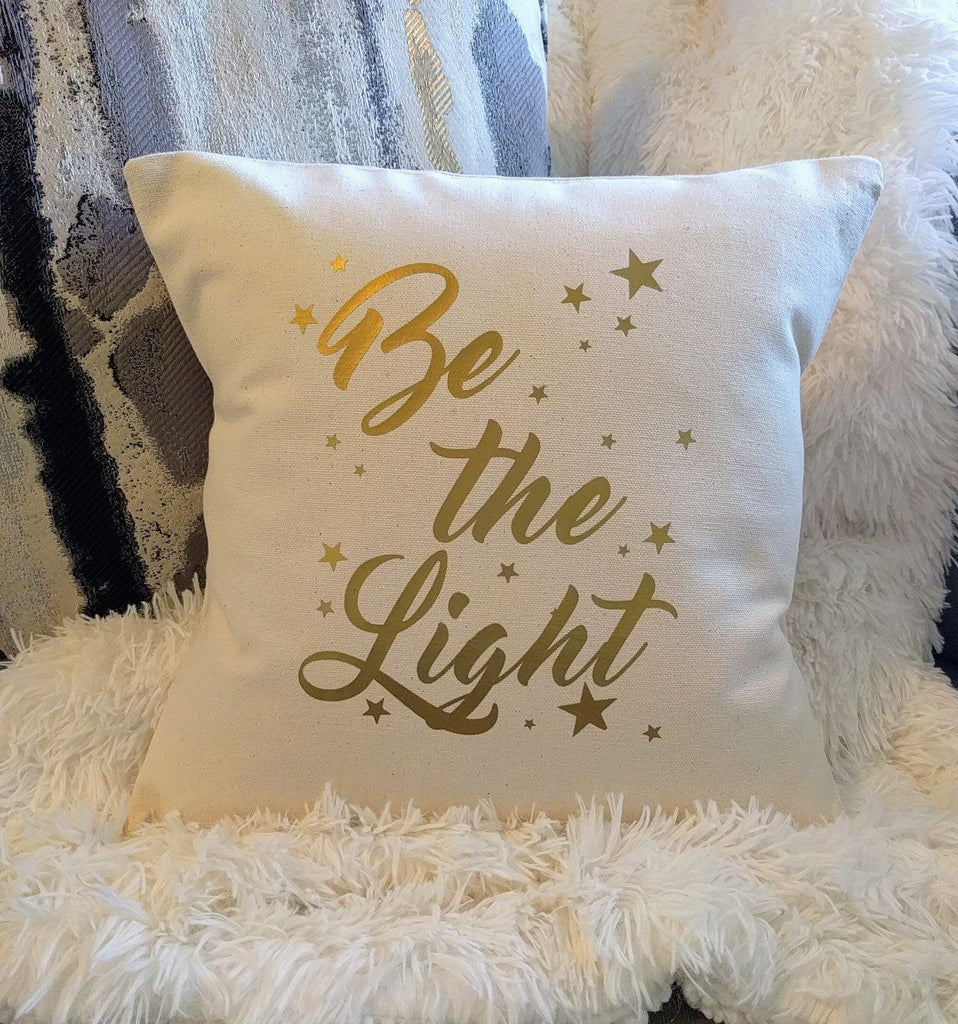 Be the Light Cotton Canvas Natural Pillow 