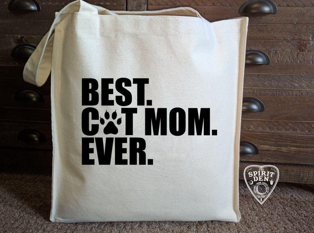 Best Cat Mom Ever Cotton Canvas Market Tote Bag - The Spirit Den