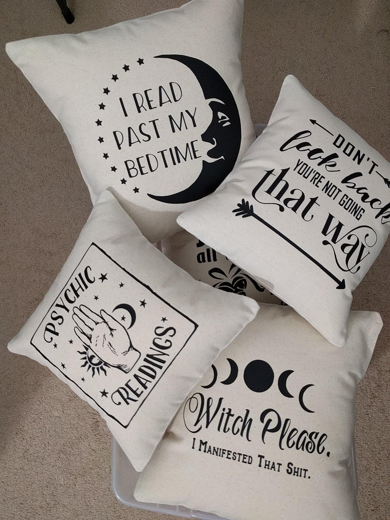 I Read Past My Bedtime Moon Cotton Canvas Pillow 