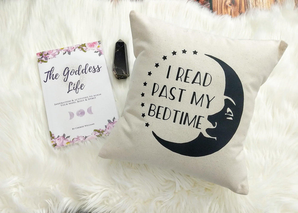 I Read Past My Bedtime Moon Cotton Canvas Pillow 