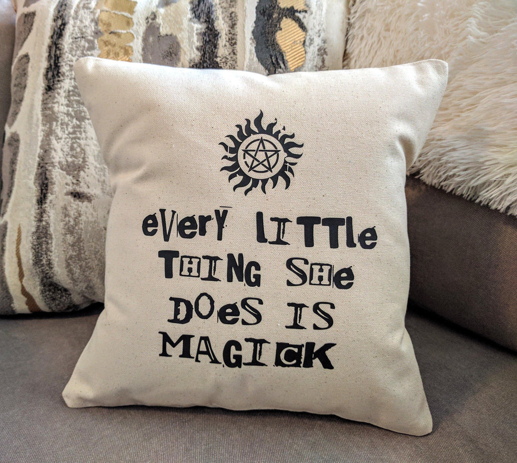 Every Little Thing She Does Is Magick Cotton Canvas Natural Pillow 