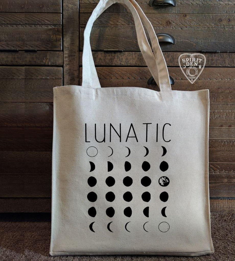 Lunatic Moon Phases Canvas Market Tote Bag - The Spirit Den